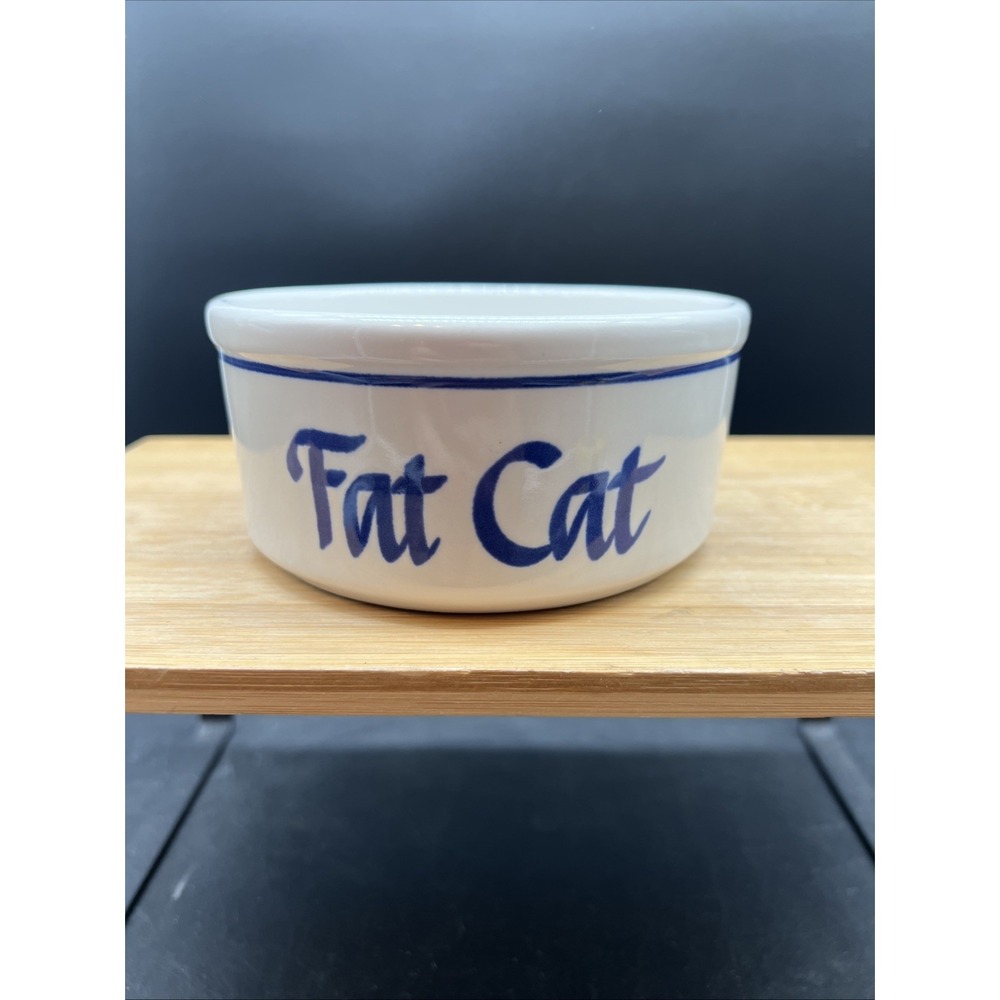 FAT CAT FOOD WATER Medium DISH FOOD BOWL Heavy Pet Clay Design Ceramic